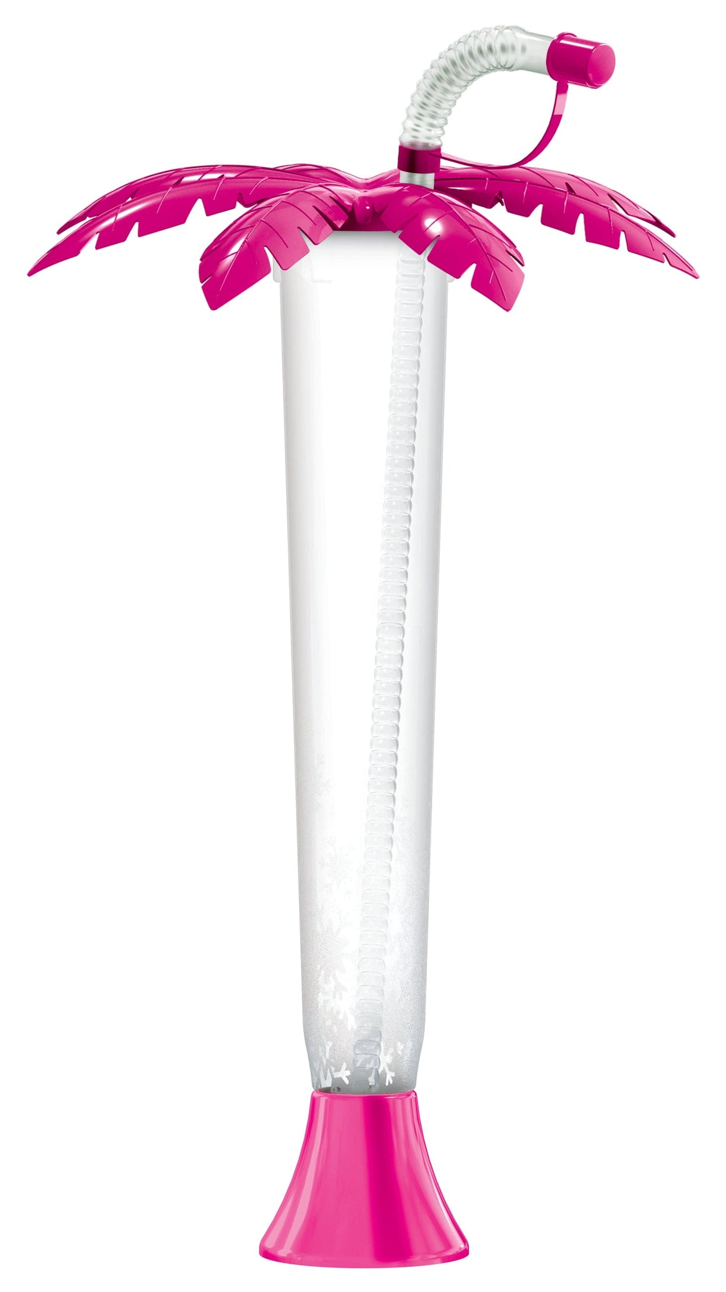 Sweet World USA Yard Cups 108 Palm Tree Luau Yard Cups (108 cups) - for Margaritas, Cold Drinks, Frozen Drinks, Kids Parties - 14 oz. (400 ml) - Pink Palm cups with lids and straws
