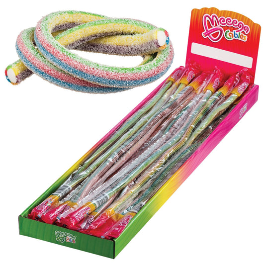 Sweet World USA Gummy Rope SOUR SUNSHINE FRUIT / 1 Pack (30 pieces) Meeega Cables - Chewy Rope Candy (Box of 30) cups with lids and straws