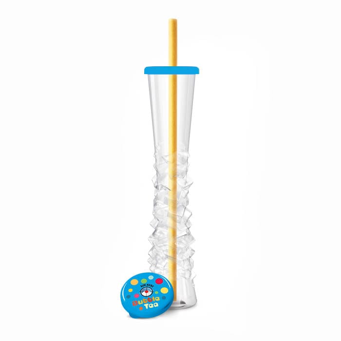 Sweet World USA Yard Cups Blue Bubble Tea Yard Cups (54 Cups with Straws) -17oz. (500ml) cups with lids and straws