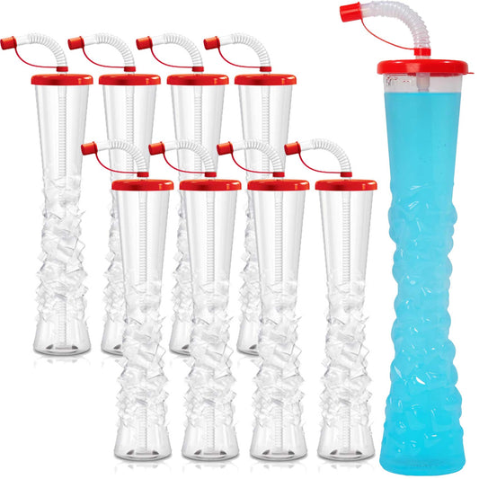 Sweet World USA Yard Cups Ice Yard Cups (54 Cups - Red) - for Margaritas and Frozen Drinks, Kids Parties - 17oz. (500ml) cups with lids and straws