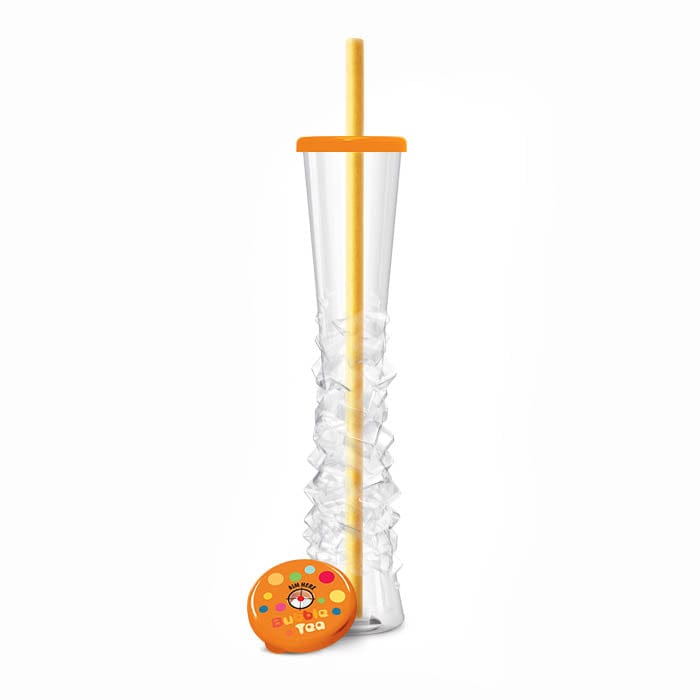 Sweet World USA Yard Cups Orange Bubble Tea Yard Cups (54 Cups with Straws) -17oz. (500ml) cups with lids and straws