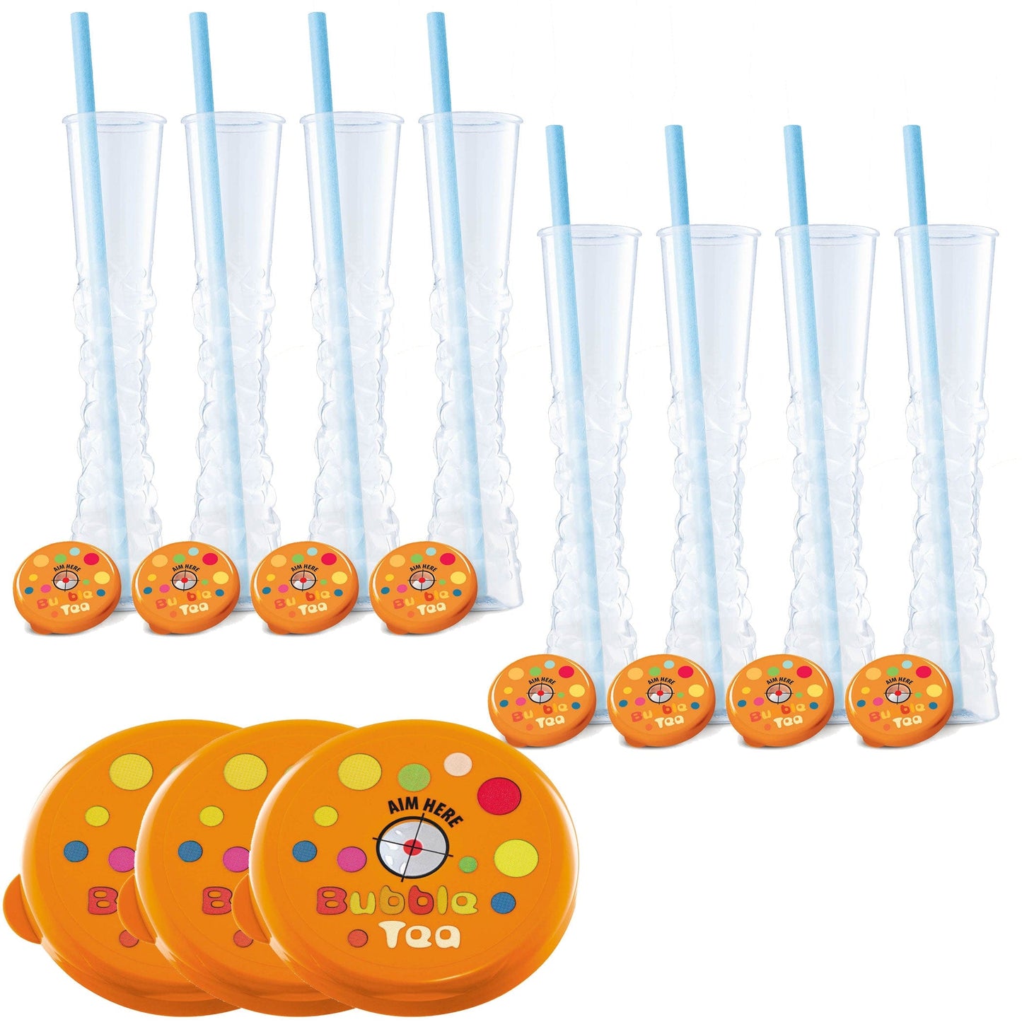 Sweet World USA Yard Cups Orange Bubble Tea Yard Cups (54 Cups with Straws) -17oz. (500ml) cups with lids and straws