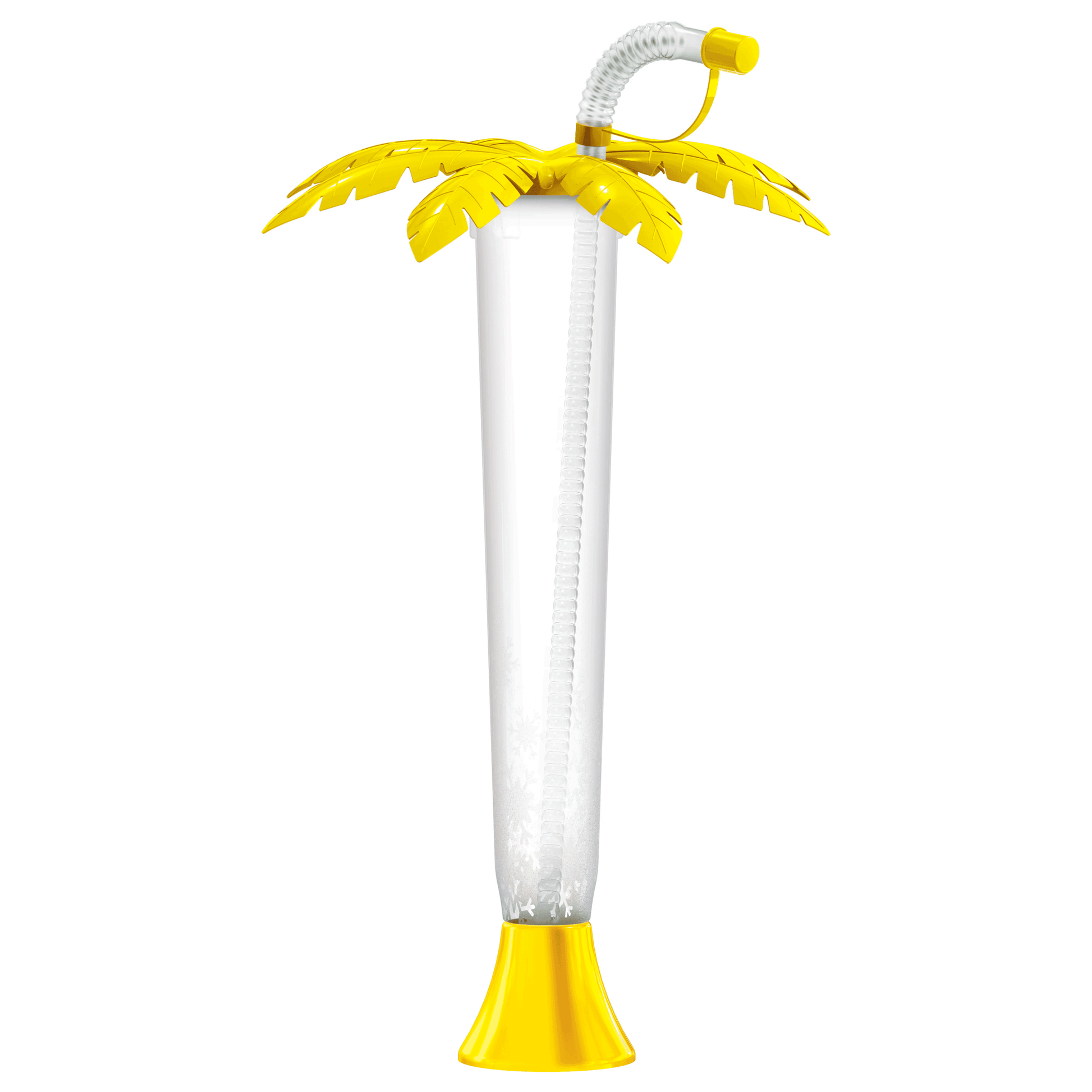 Sweet World USA Yard Cups Palm Cup Palm Tree Luau Yard Cups (108 cups) - for Margaritas, Cold Drinks, Frozen Drinks, Kids Parties - 14 oz. (400 ml) - Yellow cups with lids and straws