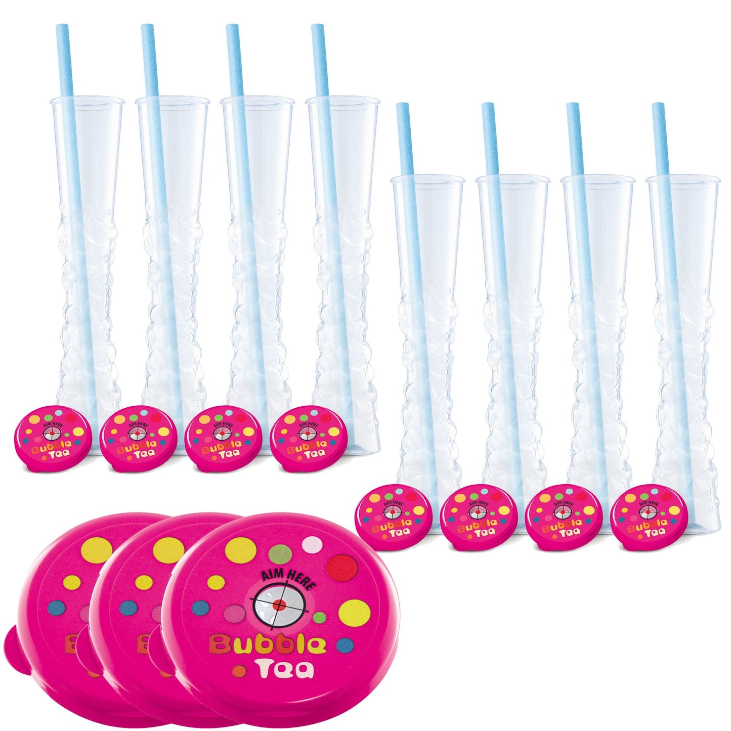 Sweet World USA Yard Cups Pink Bubble Tea Yard Cups (54 Cups with Straws) -17oz. (500ml) cups with lids and straws