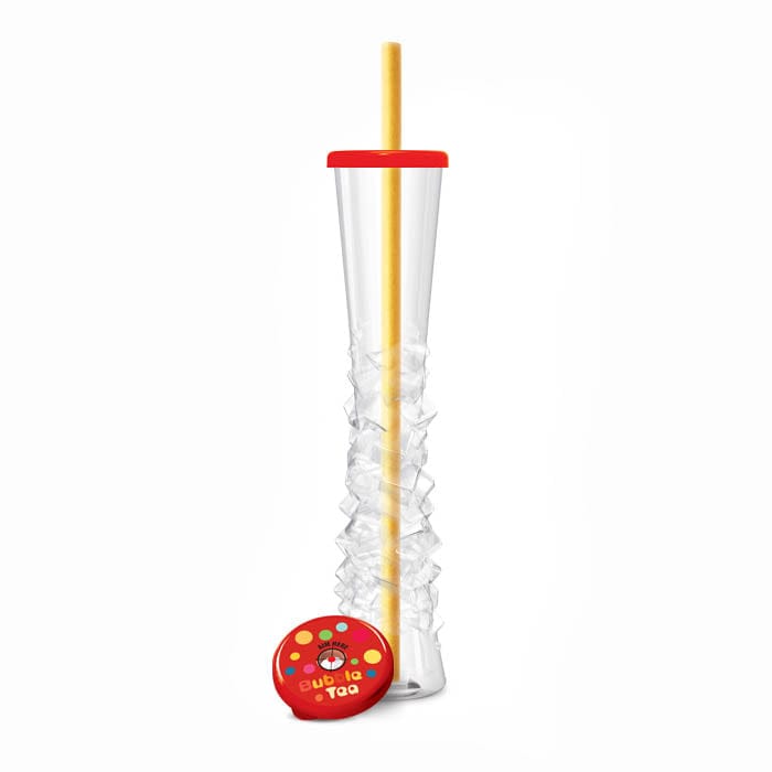 Sweet World USA Yard Cups Red Bubble Tea Yard Cups (54 Cups with Straws) -17oz. (500ml) cups with lids and straws