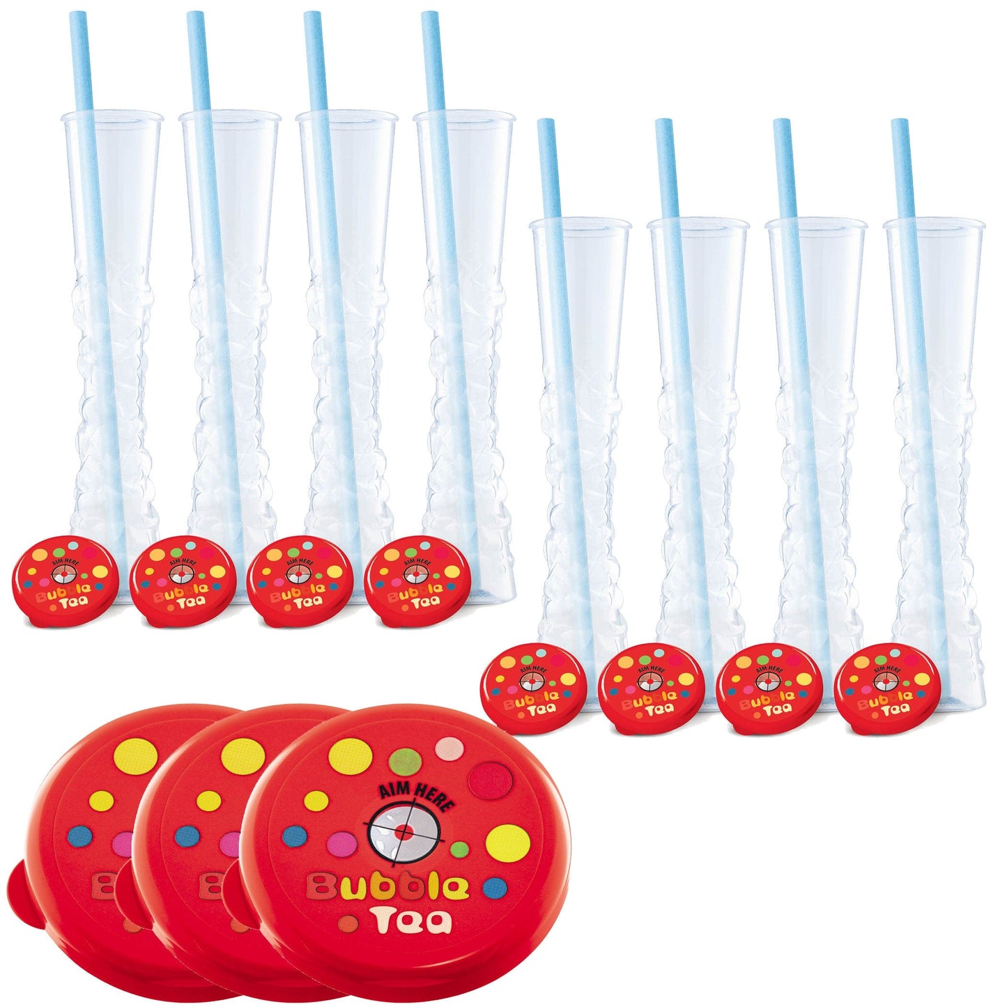 Sweet World USA Yard Cups Red Bubble Tea Yard Cups (54 Cups with Straws) -17oz. (500ml) cups with lids and straws