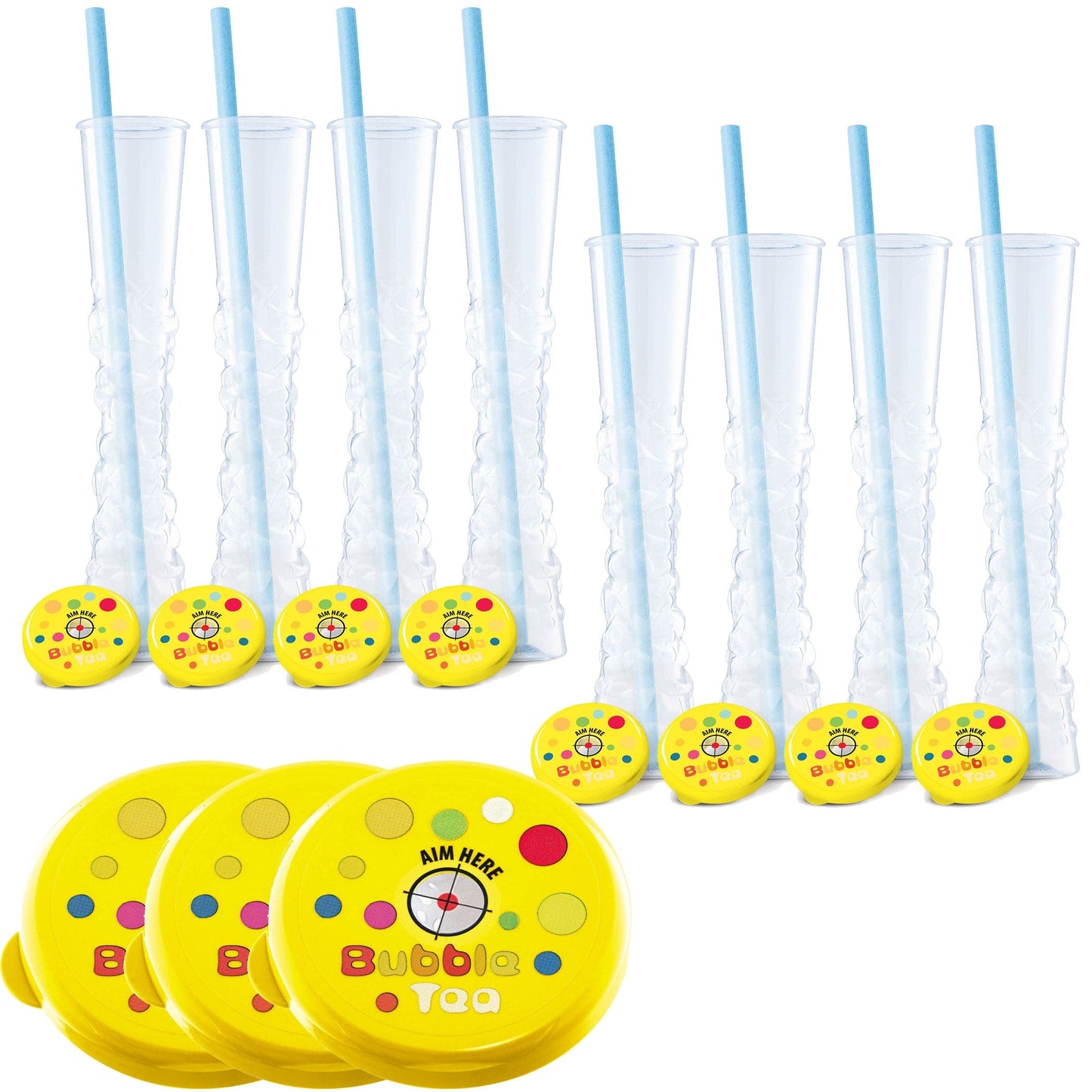 Sweet World USA Yard Cups Yellow Bubble Tea Yard Cups (54 Cups with Straws) -17oz. (500ml) cups with lids and straws