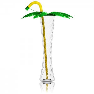 Palm tree cup 350 ml/ 12oz. - with yellow straw