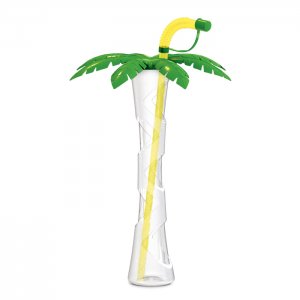 Palm tree cup 14 oz./400 ml - with yellow straw