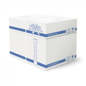 Palm tree cup 14 oz./400 ml - blue with yellow straw