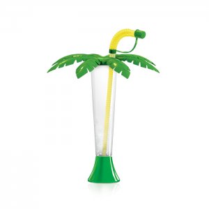 Palm tree cup 9 oz./250 ml - with yellow straw